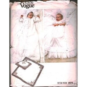 Vintage Little Vogue 2878 Infant Christening Dress Coat Bonnet Pattern Newborn